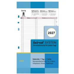 Bind Kalendereinlage 2027 A5 »1 Tag = 1 Seite«