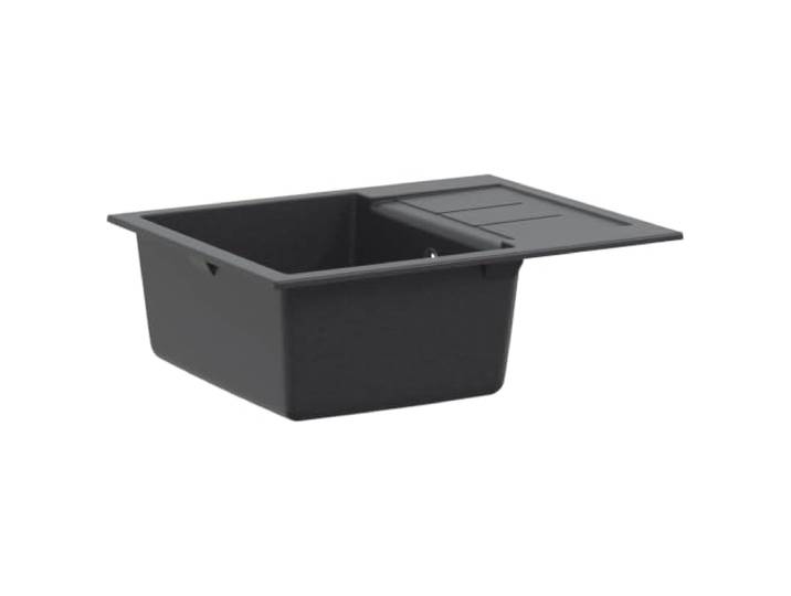 Xhnifbn Granit Küchenspüle Einbecken 62 x 50 x 20 cm Graphit Hitzebeständiges Verbundbecken für die moderne Küche, pflegeleicht mit praktischem Siebkorb für Unterschränke ab 50 cm.