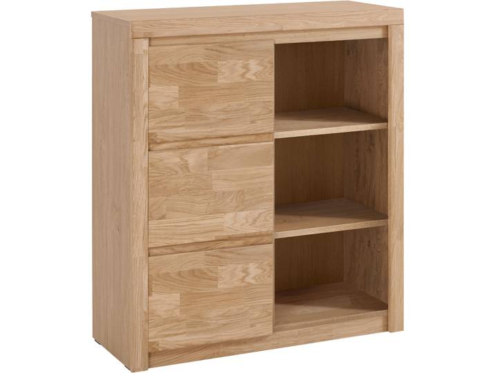 Highboard GOODPRODUCT Silkeborg , braun (eiche teilmassiv), B:90cm H:100cm T:35cm, Holz teilmassiv, Sideboards, Highboard, Breite 90 cm