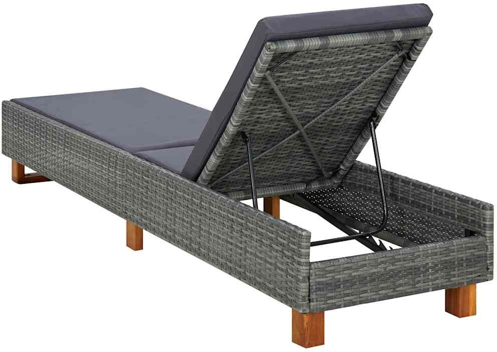 vidaXL Transat avec coussin Résine tressée Gris