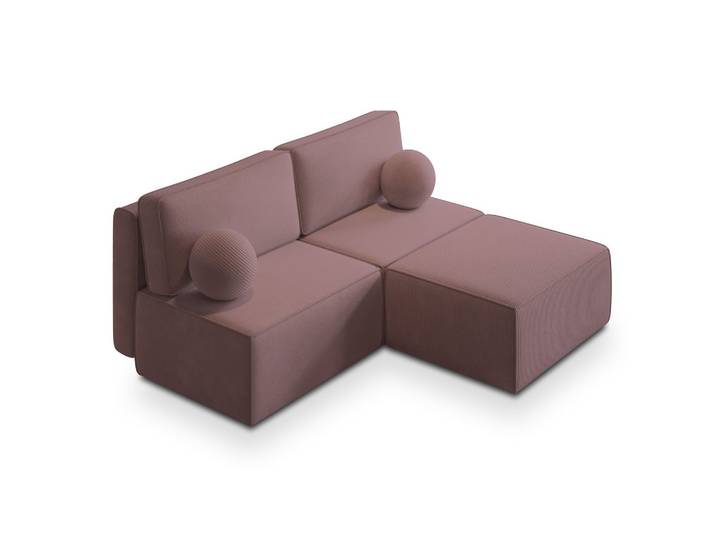 ECKSOFA VARNA P Lila Kordstoff mit Schlaffunktion