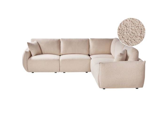 Canapé d\'angle modulable 5 places MESNALI Beige Côté gauche
