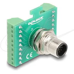 Delock M12 Übergabemodul Adapter 17 Pin A-kodiert Stecker zu (0.04 m), Videokabel, Grün