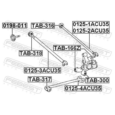FEBEST Befestigungsbolzen, Querlenker 0198011 für TOYOTA
