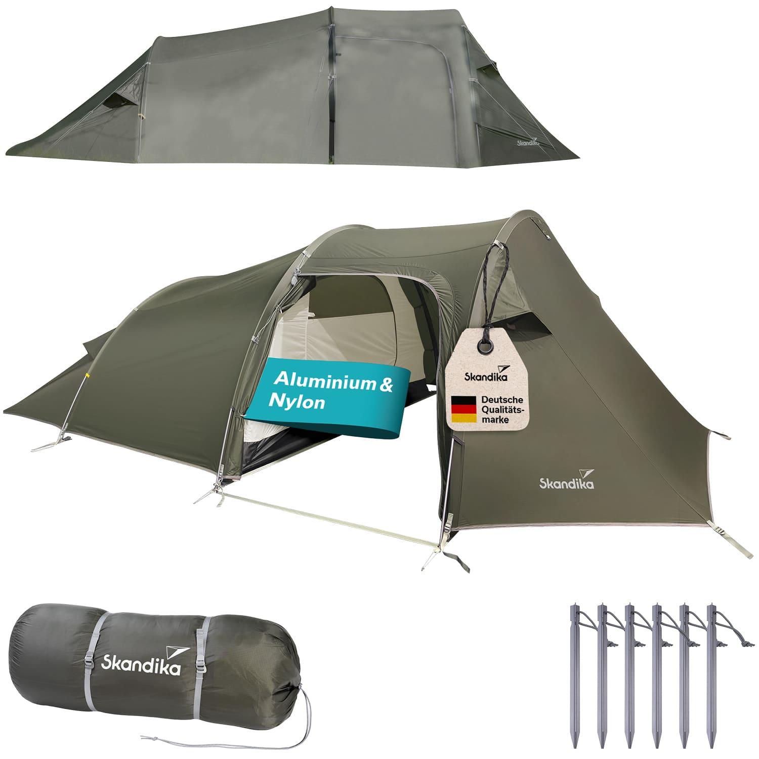 Skandika Trekkingzelt Oteren | Camping Zelt für 3 Personen, ultraleicht, kleines Packmaß, wasserdicht, 3000 mm Wassersäule, Zelte 3-4 Saison