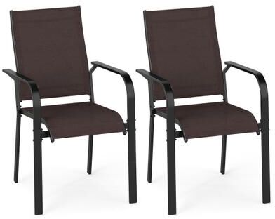 Costway Patio Dining Chairs Set of 2/4/6 Stackable Outdoor Armchairs-Set of 2