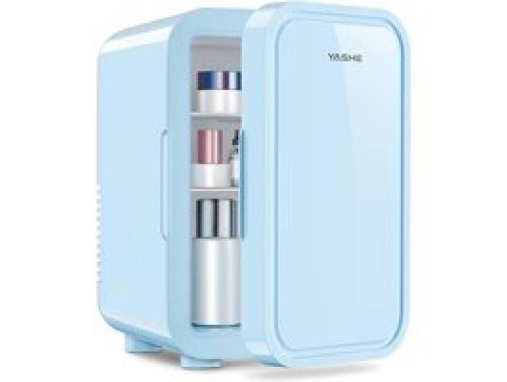 Mini réfrigérateur 6L/8 canettes 220–240V CA/CC portable thermoélectrique pour chambre soins peau bureau bleu