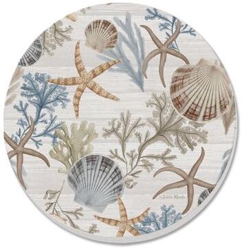 CounterArt Beyond the Shore 4 Pack Absorbent Stone Coasters with Protective Cork Backing Made in The USA Absorbent Easily Wipes Clean
