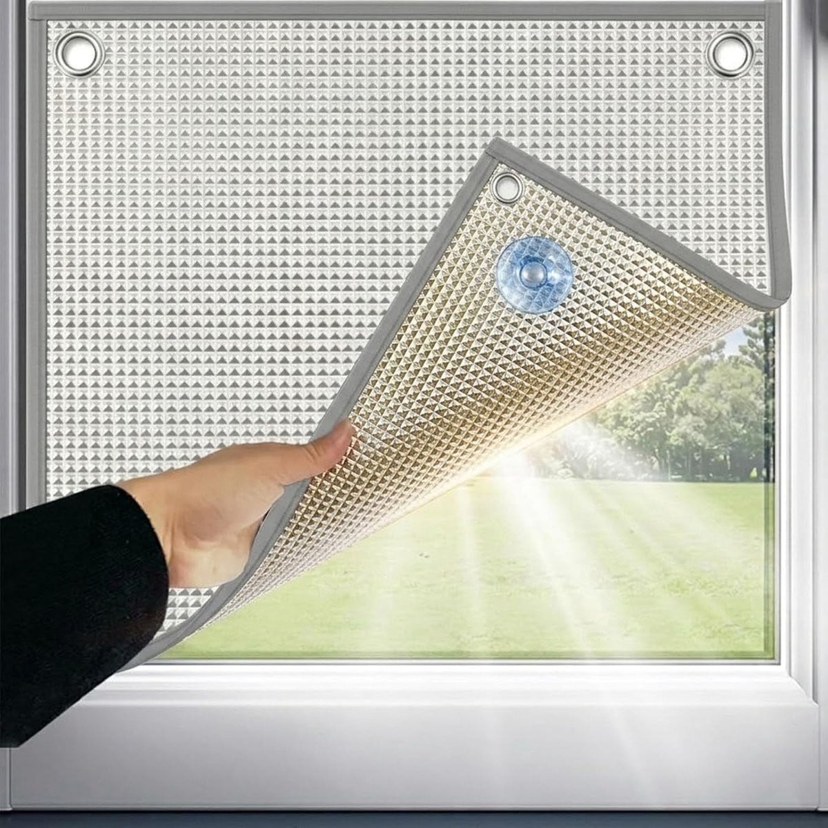 Verduisterende raamfolie voor privacy en warmte-isolatie, Grijs, 100 x 120 cm
