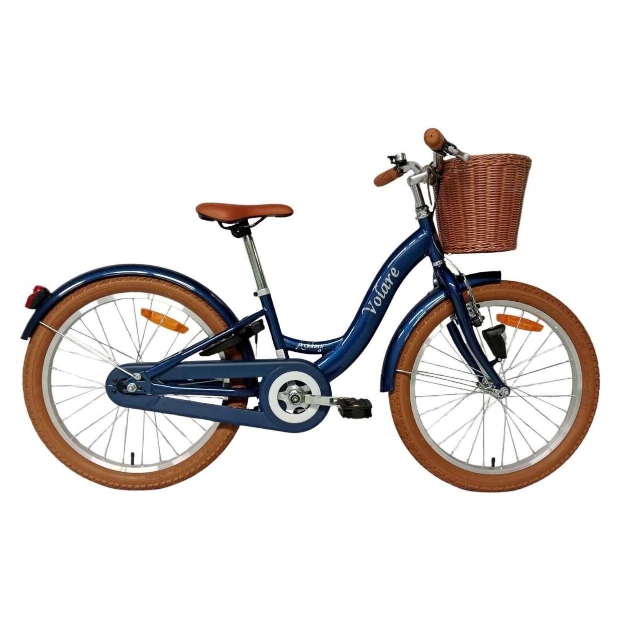 Volare Ashley Kinderfahrrad Mädchen 20 Zoll Dunkelblau mit Korb, Schloss und Beleuchtung (20") (71806992)