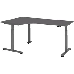 bümö elektrisch höhenverstellbarer Eckschreibtisch graphit 200x120 cm, Gestell in graphit - Eckschreibtisch höhenverstellbar mit Memory-Steuerung,
