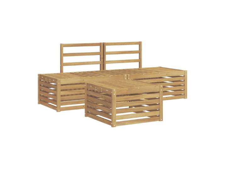 vidaXL Sofaelement Outdoor-Sofagarnitur 4 Stück Weiß Massivholz (4 St)