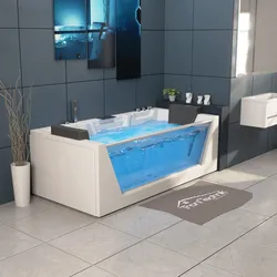 TroniTechnik® Whirlpool Badewanne MYKONOS 180cm x 88cm mit Heizung, Wasserfall, Hydromassage und Farblichtherapie, Sanitäracryl