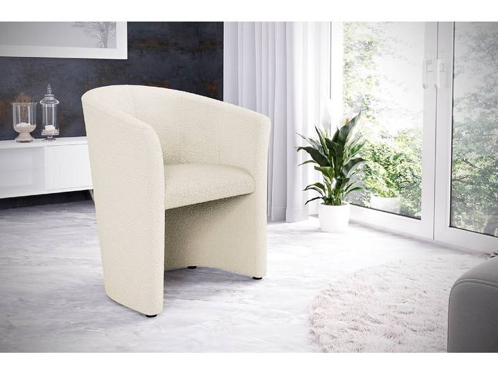 Cocktailsessel Sinclair Beige Bouclé Stoff Abby 66 x 75 x 56cm