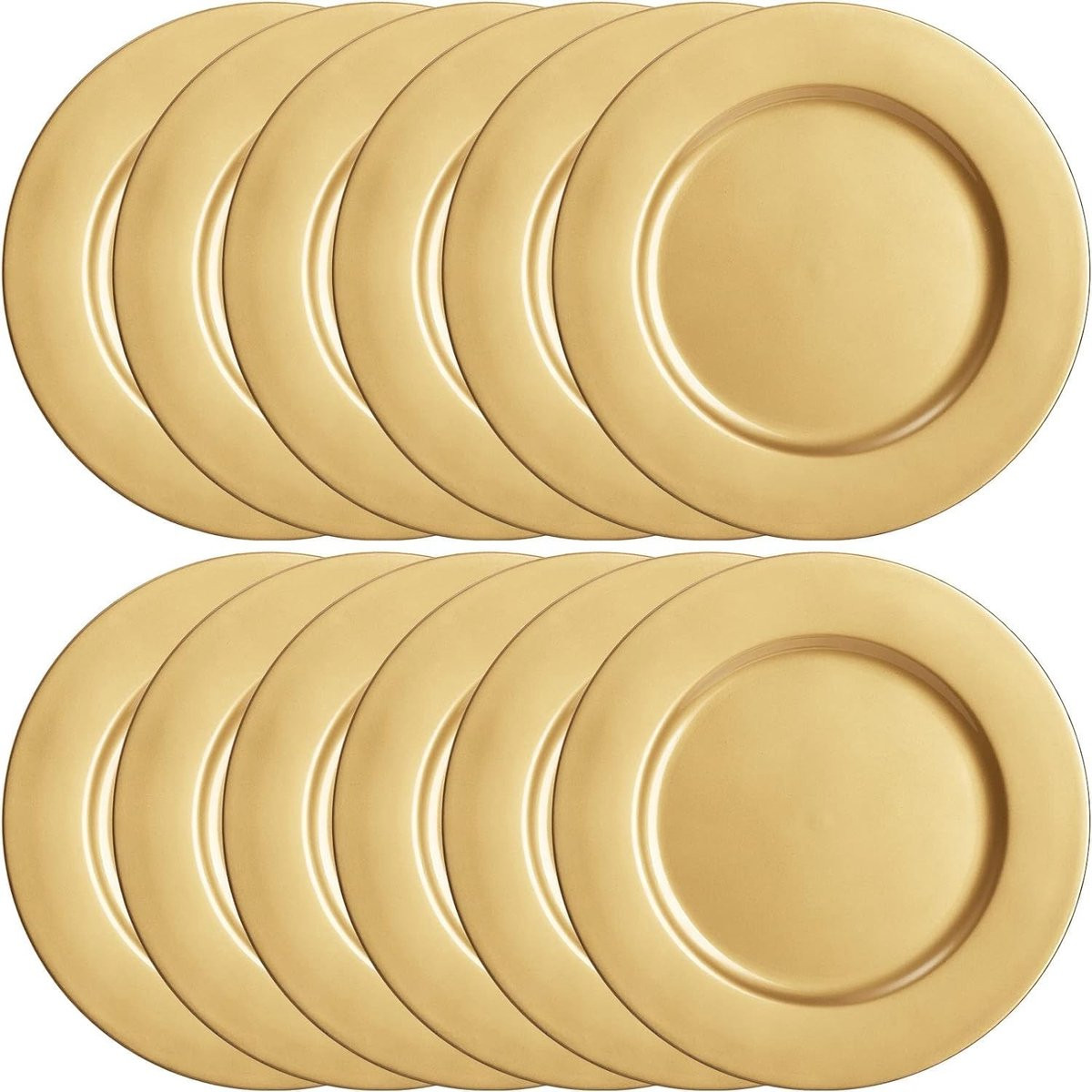 12 stuks Gouden Ronde Plastic Dienborden, 33 cm Grote Serveerschalen voor Feestdagen, Bruiloften en Catering