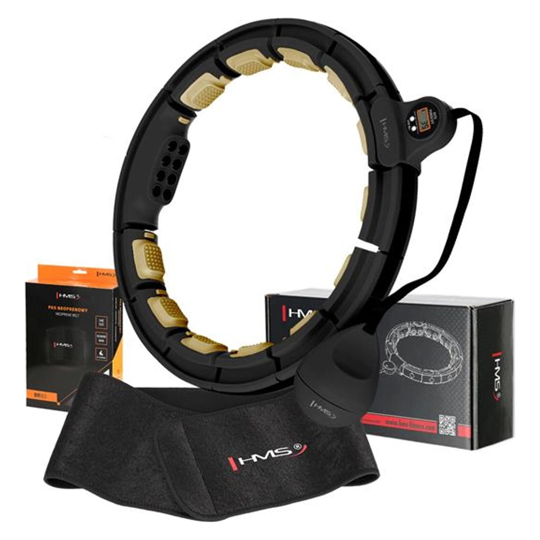 HMS Magnetisches Hula Hoop Set Schwarz/Gold Hhm13 Mit Zähler + Schlankheitsgürtel Br163 Schwarz (17-44-633)