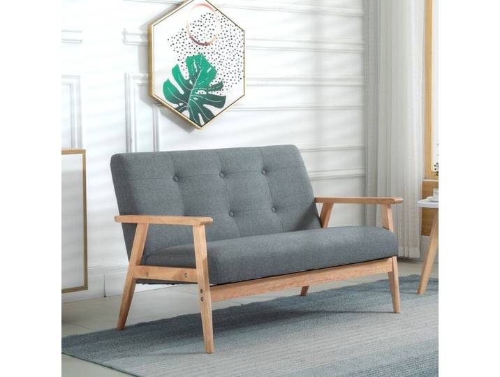 Canapé fixe 2 places 115x66 5x73 cm gris foncé – design scandinave