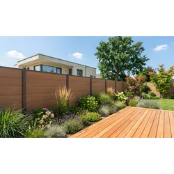 WPC Gartentor Flensburg 90 x 175 cm – WPC Gartentor, Sand, Torrahmen, Silber – dekorativer Sichtschutz – idealer Zaun für Gartenanlagen