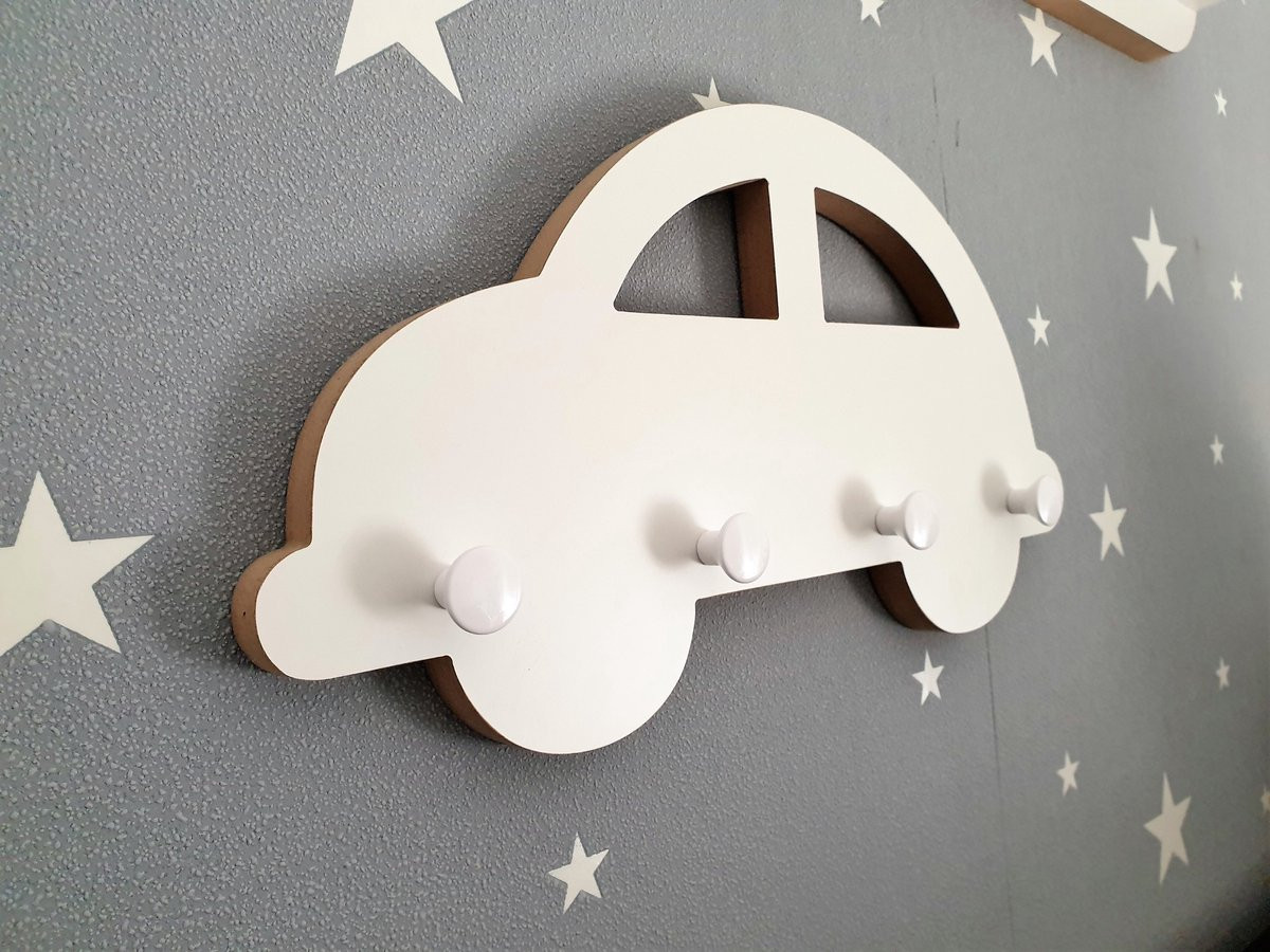 Moliland Autohanger Scandinavische Stijl Wit MDF met Vier Haken