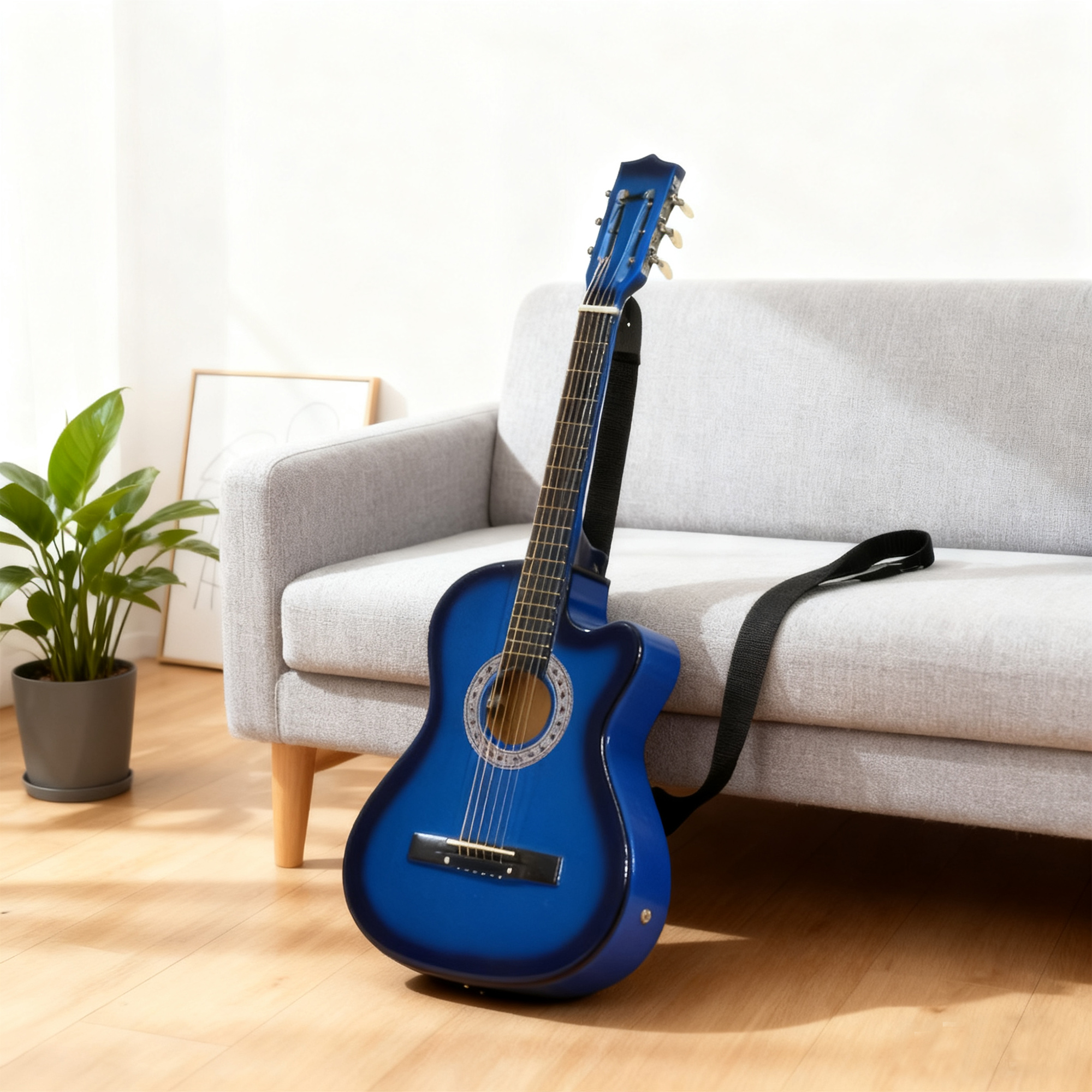Homcom Pack chitarra elettrica kit chitarra elettrica con custodia, tracolla, corde, plettri, cavo, 96,5x35,8x8,5cm, blu e nero   Aosom Italy