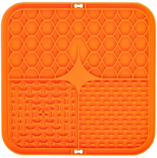 Inspire Picks Silicone Pet Lick Mat Slow Feeder & Bath Distraction Training Mat For Dogs orange