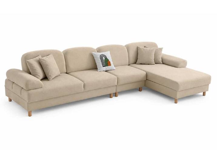 JVmoebel Ecksofa Ecksofa Beige L Form modern bequem stilvoll Stoff Couch, 3 Teile, Made in Europa