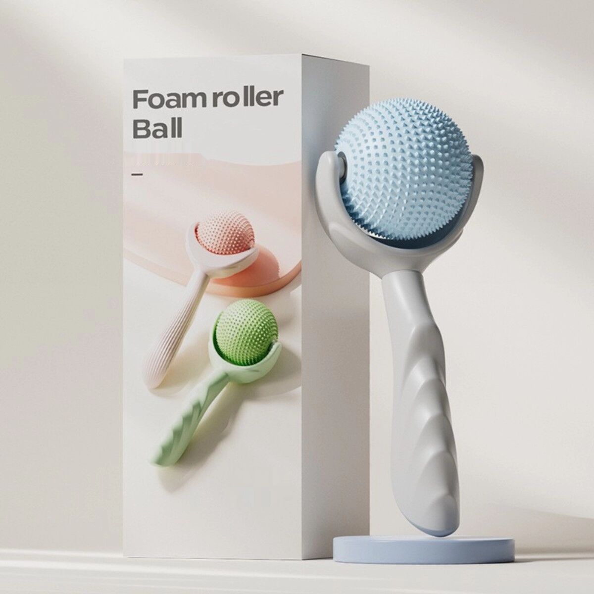 INF Handlicher Massage-Faszienball - TPE + Silikon Noppenrolle für Taille, Schultern, Arme & Füße, myofasziale Entspannung Blau