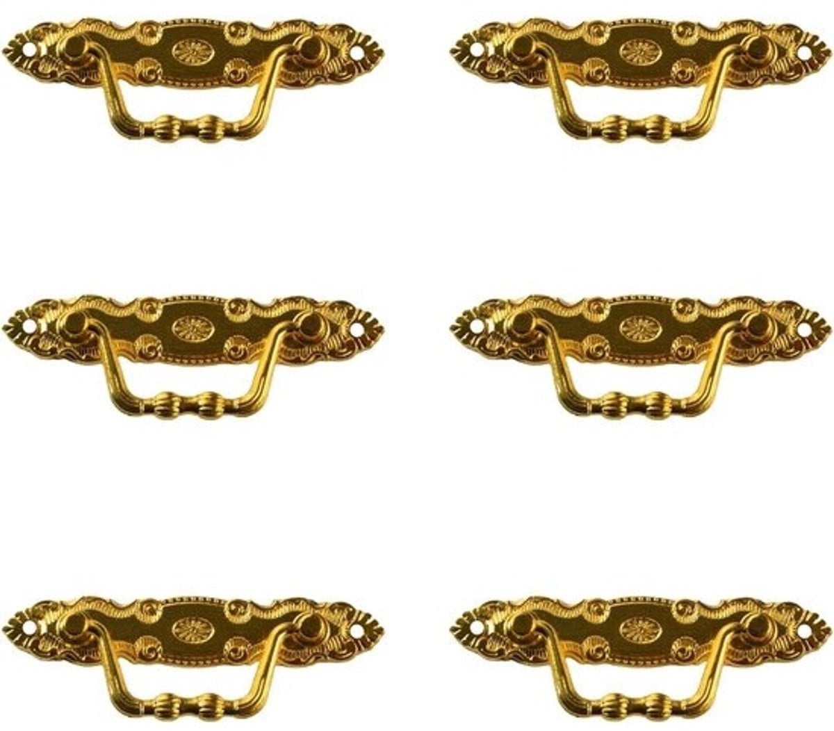 Set van 6 gouden antieke ladesleutels voor meubels, kast en lades
