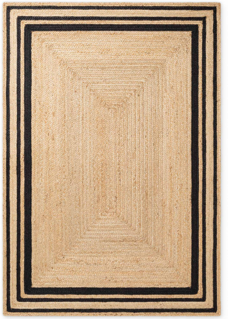 Hanse Home Jute Rug Jutta Robust & Durable, Natural Rug with Border for Living room, Bedroom, Dining room, Bedroom, Hallway Gold Rectangle 160 x 230 cm