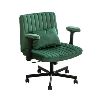 MODFU Bürostuhl aus Veloursstoff in Grün mit klappbaren Armlehnen und Höhenverstellung
