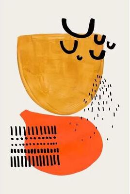 Uplift Essentials Mid Century Abstract Brush Stroke Art Minimalist Orange Watercolor Canvas Modern Wall Painting For Living Room style 9 23x35 In