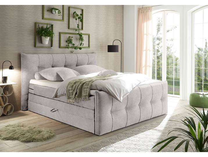 Boxspringbett Sachui 180 x 200cm Chenille Triss Grau