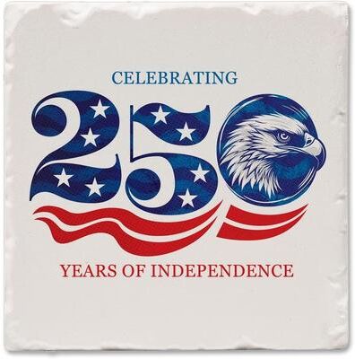 Thirstystone Celebrate 250 Patriotic Themed 4 Pack Tumbled Tile Coaster Manufactured in The USA