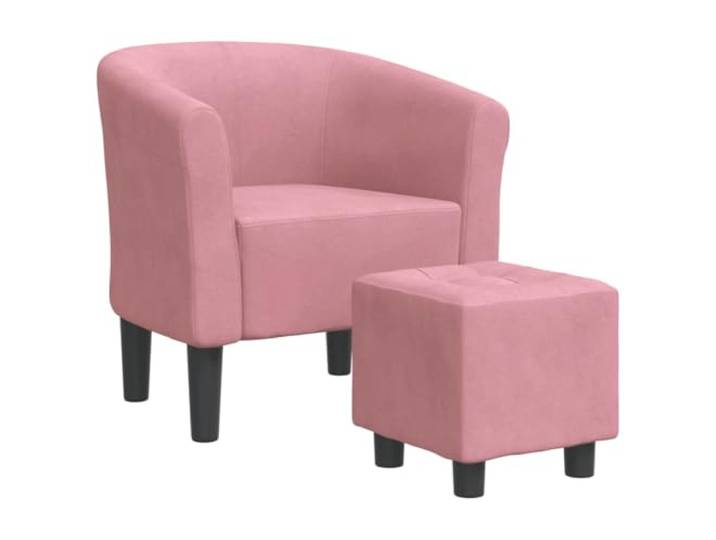 Heofavd Clubsessel mit Fußhocker Samt Rosa Polstersessel 2er Set