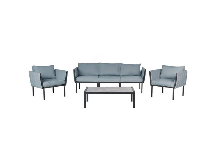 Beliani Gartenlounge 5-Sitzer Grau Skala, Dunkelgrau, Metall, Gartenmöbel, Gartengarnituren, Gartenmöbel-Sets