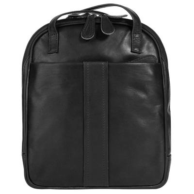 Cityrucksack CLUTY "CLUTY Damen echt Leder", Damen, Gr. B/H/T: 26cm x 7cm, onesize, schwarz, Leder, Rindsleder, Retro, Rucksäcke Cityrucksack, echt Leder