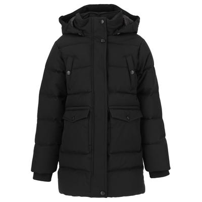 Steppjacke ZIGZAG "Becky Puffer Parka", Jungen, Gr. 110, schwarz, 100% Polyester, unifarben, lang, hoch geschlossener Ausschnitt, Jacken Steppjacke, Im wasser- und winddichten Design