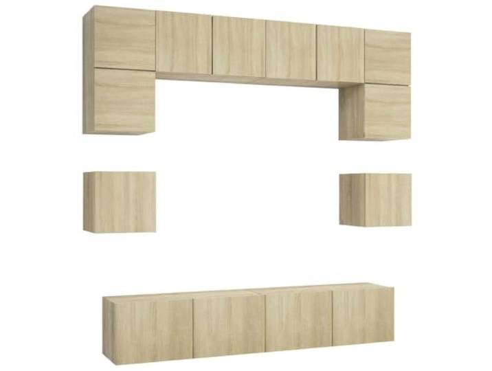 GKHPYURE TV-Möbel-Set, 8-teilig, Sonoma-Eiche, mehrschichtiges Holz 2 x 80 x 30 x 30 cm, 4 x 60 x 30 x 30 cm, 2 x 30,5 x 30 x 30 cm, Wandbefestigung, einfache Reinigung