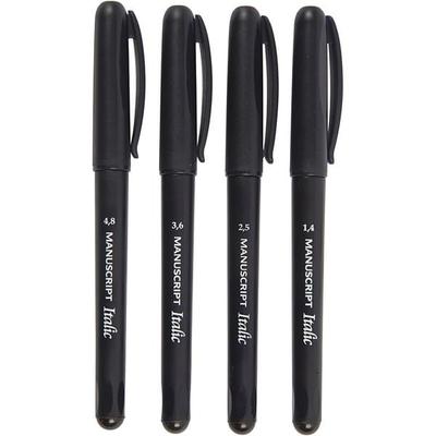 Creativ Company Kalligrafie-Marker, Strichstärke, 1,4+2,5+3,6+4,8 mm, Schwarz, 4 Stk