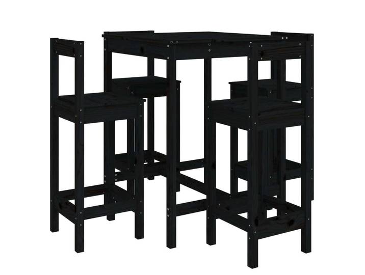 vidaXL Ensemble bar de jardin 5 pièces noir pin massif