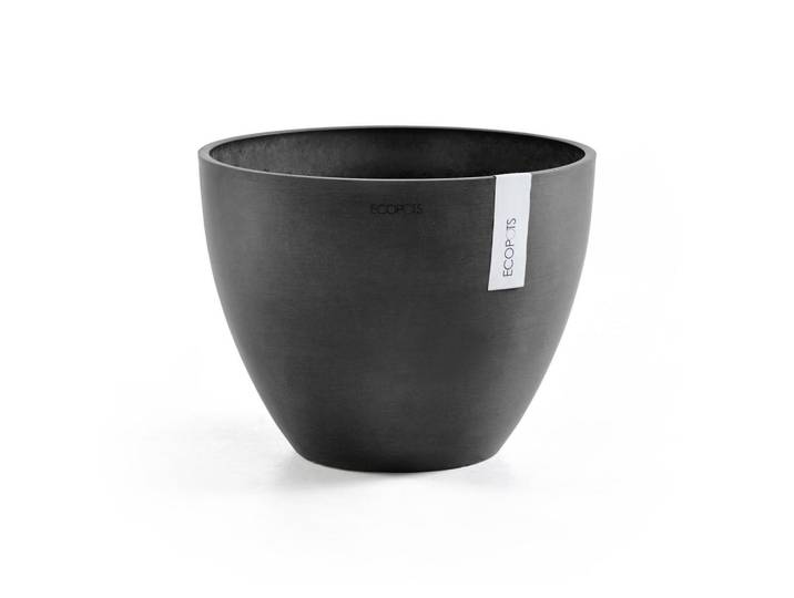 Ecopots Blumentopf Antwerp 39,7/30 cm Dunkelgrau, Kunststoff, Beton Optik, Rund, 30 cm, Dekoration, Blumen & Blumentöpfe, Übertöpfe