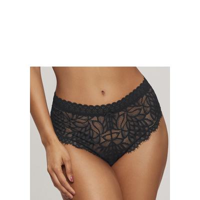 Slip LASCANA "Cara", Damen, Gr. 32/34, schwarz, Spitze, Obermaterial: 87% Polyamid, 13% Elasthan, körpernah, Unterhosen Slip, aus dezent transparenter Spitze, anteilig aus recyceltem Material