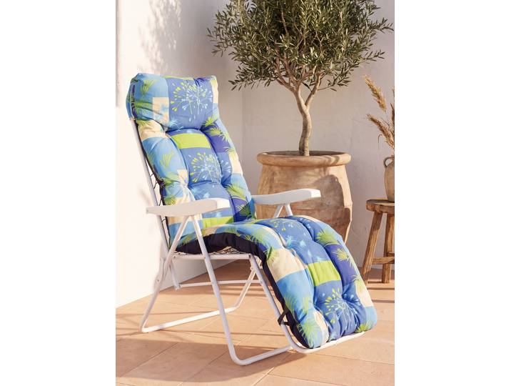 Bequeme Auflagen mit Knopfsteppung, Blau, Relax-Klappsessel-Auflage