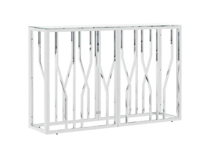 Soldes saison Table console argenté 110x30x70 cm acier inoxydable et verre - Stabilité - résistance à l'humidité_FR28964