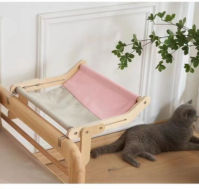 Youfap Market Portable Cat Suspension Hammock, Comfortable, Detachable Sunroom Seat & Climbing Frame, Easy to Wash Pet Bed pink