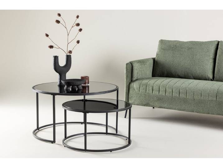 Couchtisch Franco - mit schwarzen Glasplatten - Schwarz - Luxusbetten24