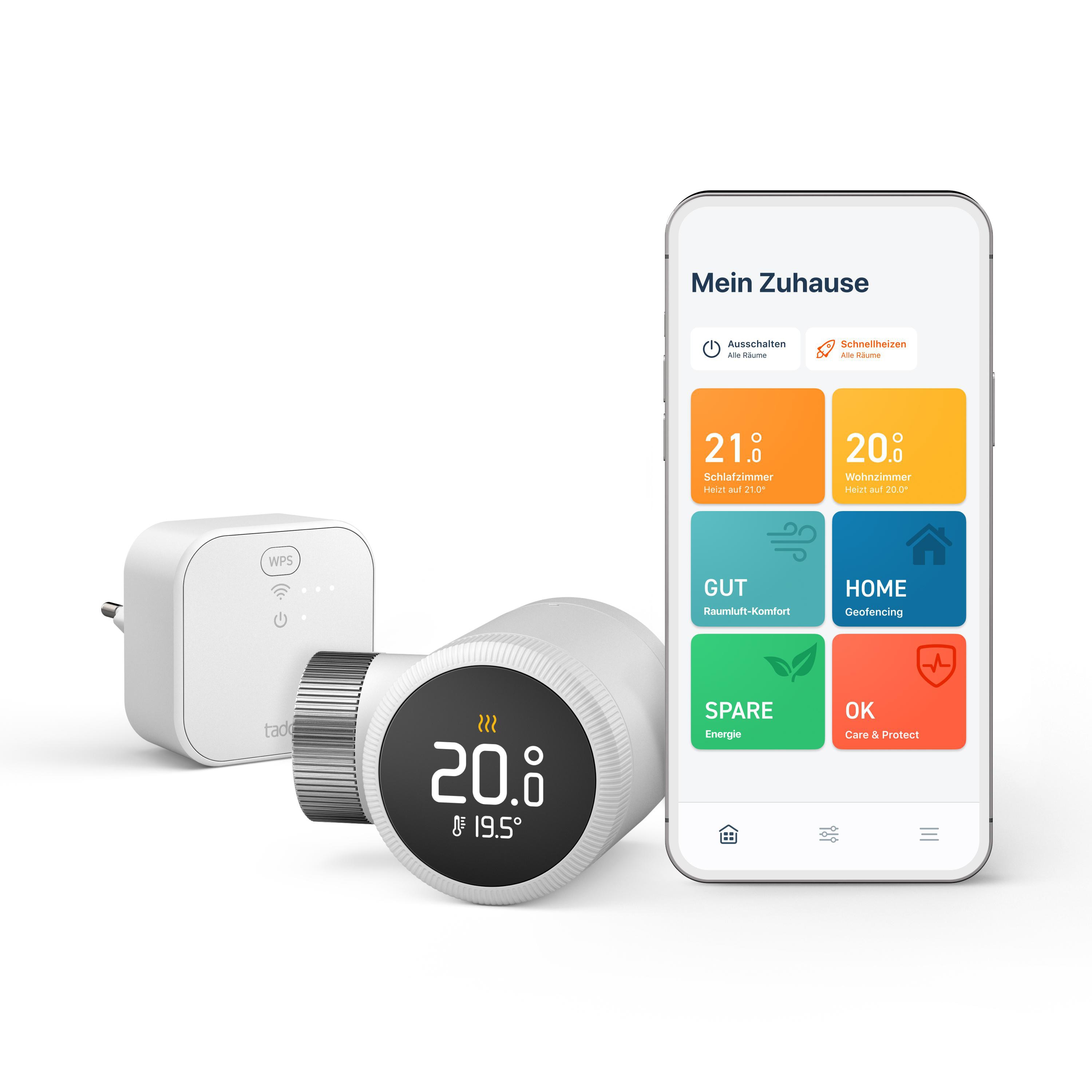 tado° X Starter Set Smarte Heizung . 1x Heizkörper-Thermostat