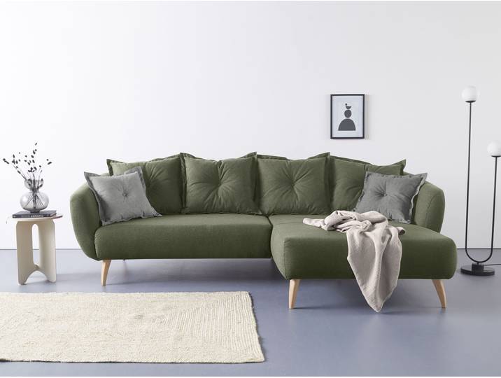 Ecksofa HOME AFFAIRE Baggio formschöne Polsterecke, bequem, Breite 277cm, L-Form , grün, B:277cm H:80cm T:162cm, Sofas, Ecksofa, Zierkissen inklusive