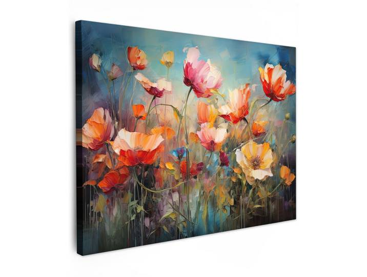 LEINWANDBILD Blumen - Aquarell - Kunst - Botanisch - Natur Wandbilder 80x60 cm