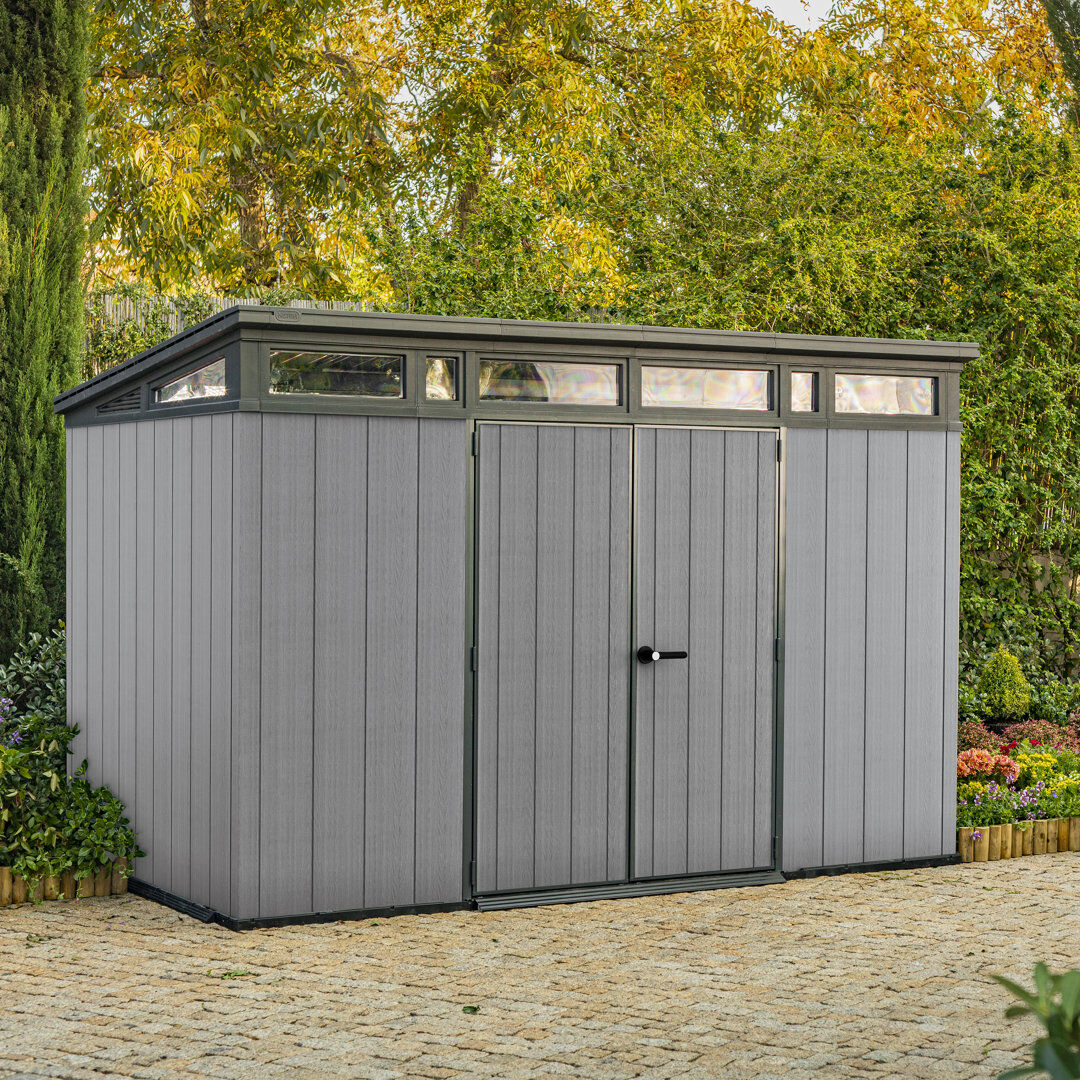 Keter Artisan 11 ft. W x 7 ft. D Pent Outdoor Garden Shed Grey 340cm W X 218cm D X 226cm H